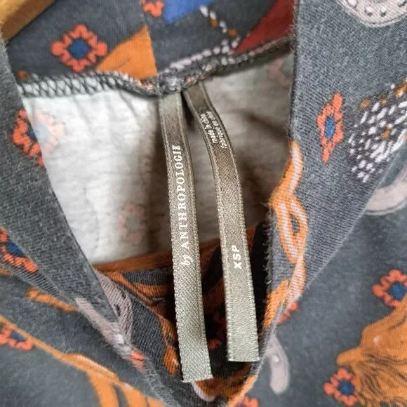 Anthropologie Rodeo XSP Long Sleeve Mock Neck Shirt Horse Equestrian Print Small - Picture 2 of 8